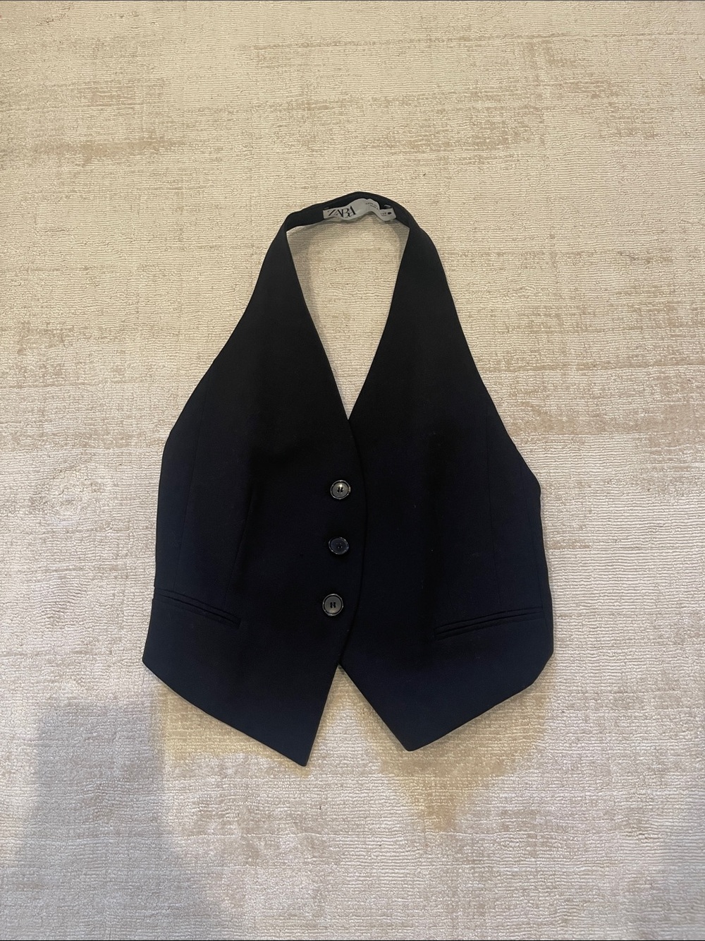 Zara Black Halter-Style Tailored Vest